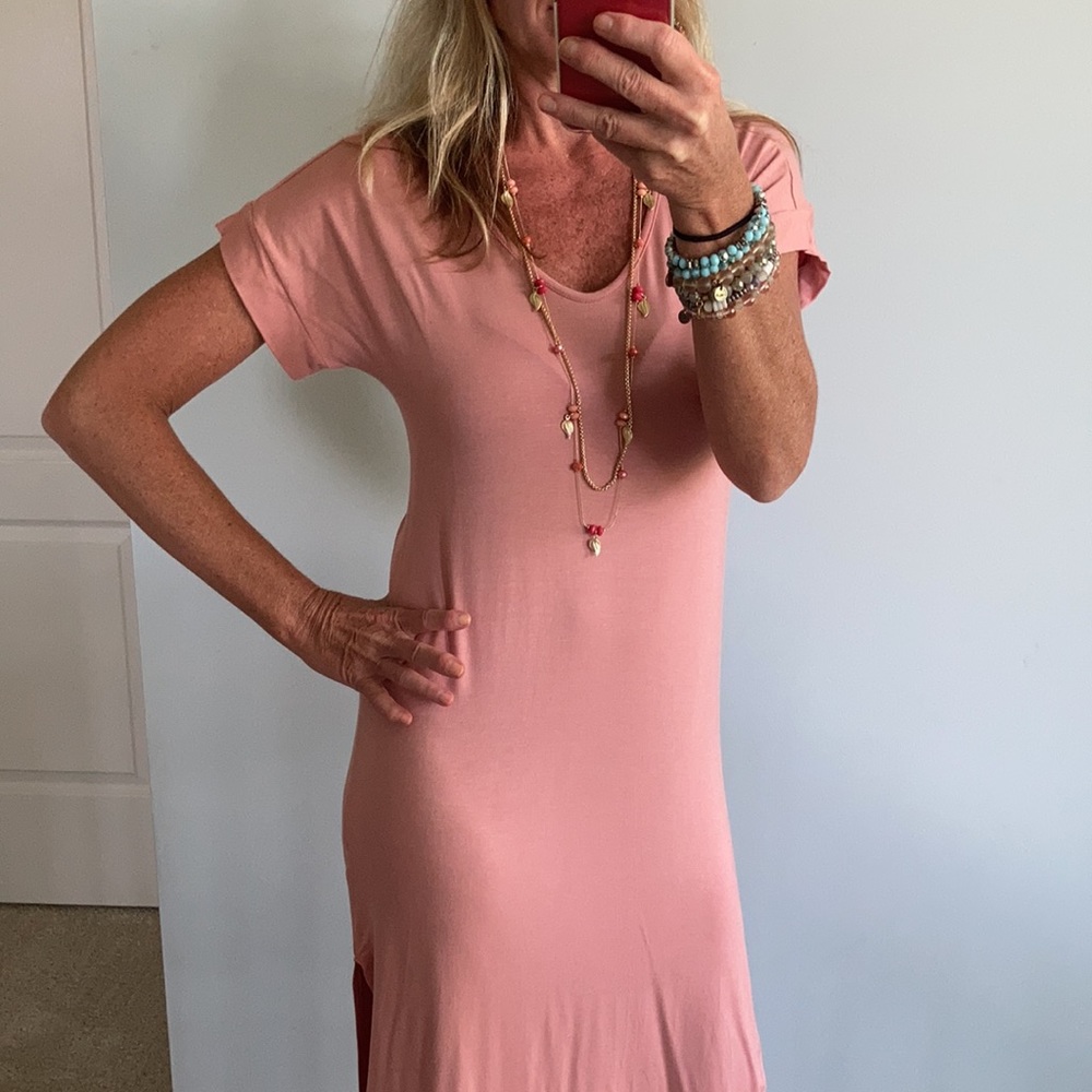 Blush Side Slit Midi Dress - Picture 8 of 9